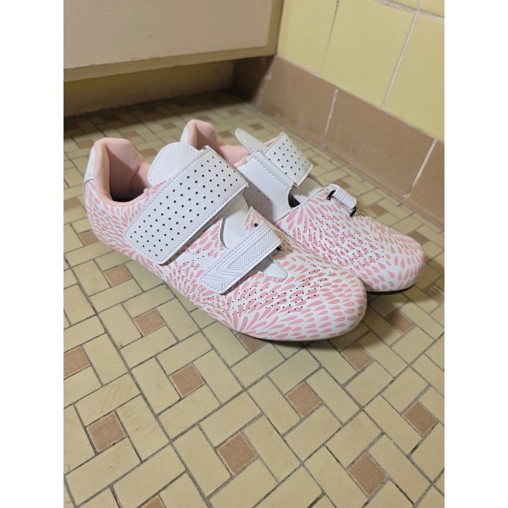 Sport Cycling Shoes Women Size 39 White Pink Excellent Road Bike Spin Cleats